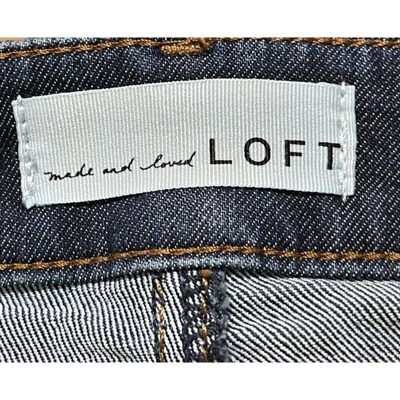 Loft Women's Jeans Curvy Skinny Raw Hem Mid Rise Dark Wash Size 12 - Picture 3 of 6